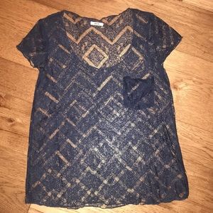 Blue sheer lacy shirt